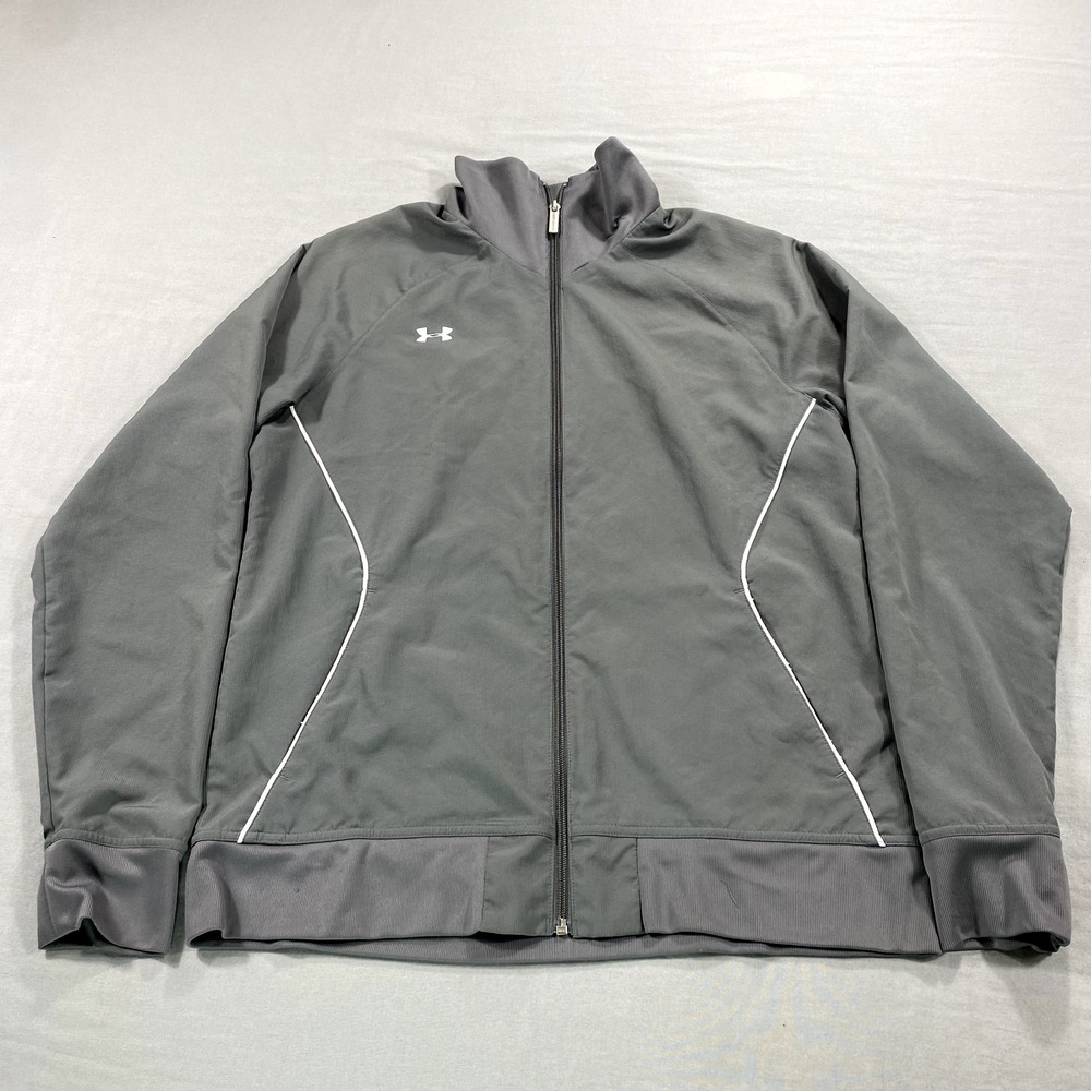 Under Armour Jacket Womens Medium Gray Full Zip‎ Track Windbreaker Running